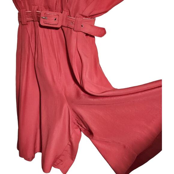 Vintage 90s Paris Sport‎ Club Pleated Collared Button Front Romper With Belt - Picture 4 of 5